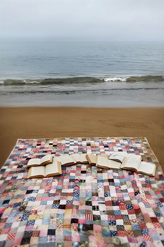 reading by the ocean