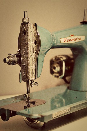 vintage blue sewing machine